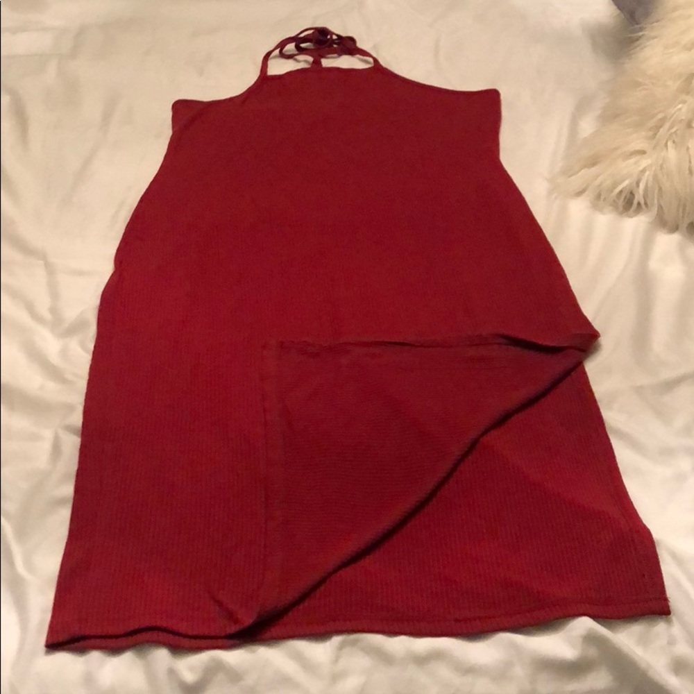 Ribbed Casual Halter Dress